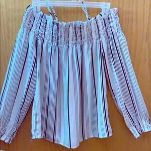 Off-shoulder blouse with spaghetti straps